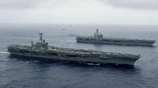 US aircraft carriers conduct war drills in Philippine Sea close to North Korea