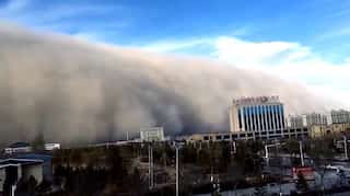 Watch: Northwest China hit by sandstorm sparks rural fires, slows down traffic