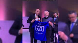 PM Modi receives special football jersey from FIFA President