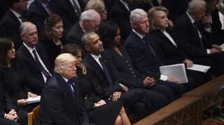 Remembering American 'soldier-statesman,' Trump, Obama and Clintons attend Bush funeral