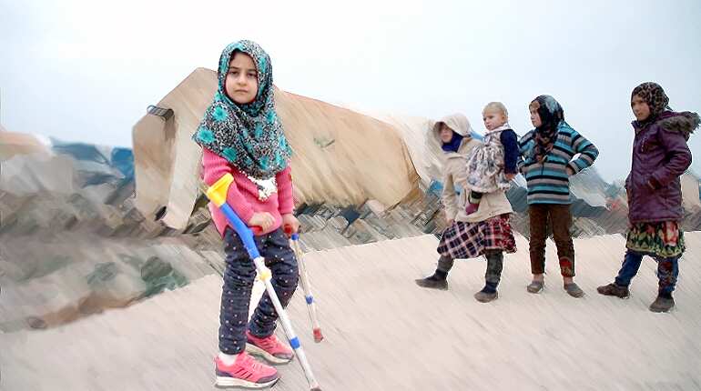 Syrian girl who used tin cans for legs walks again on prosthetics