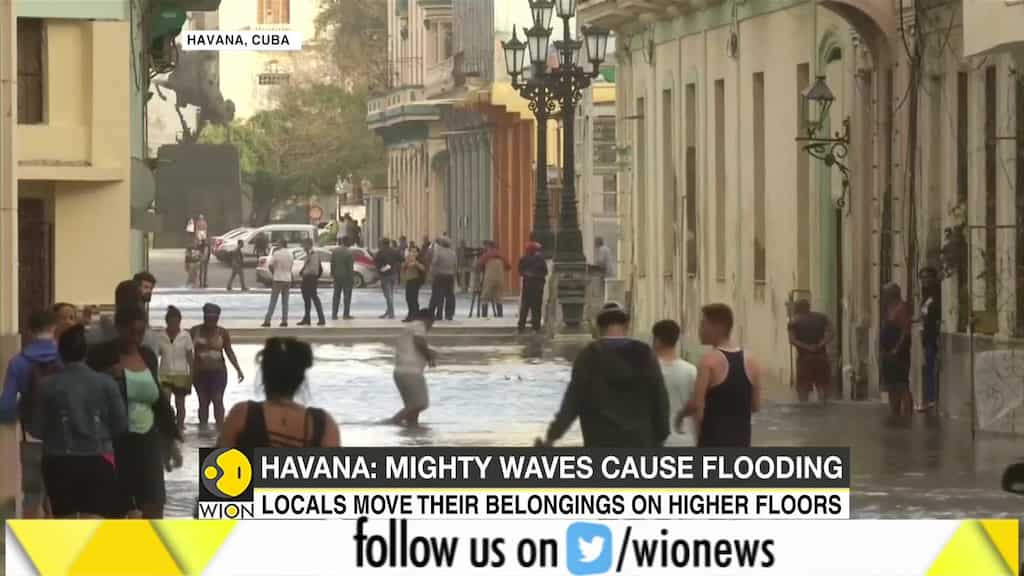 Havana floods as large waves crash over sea wall