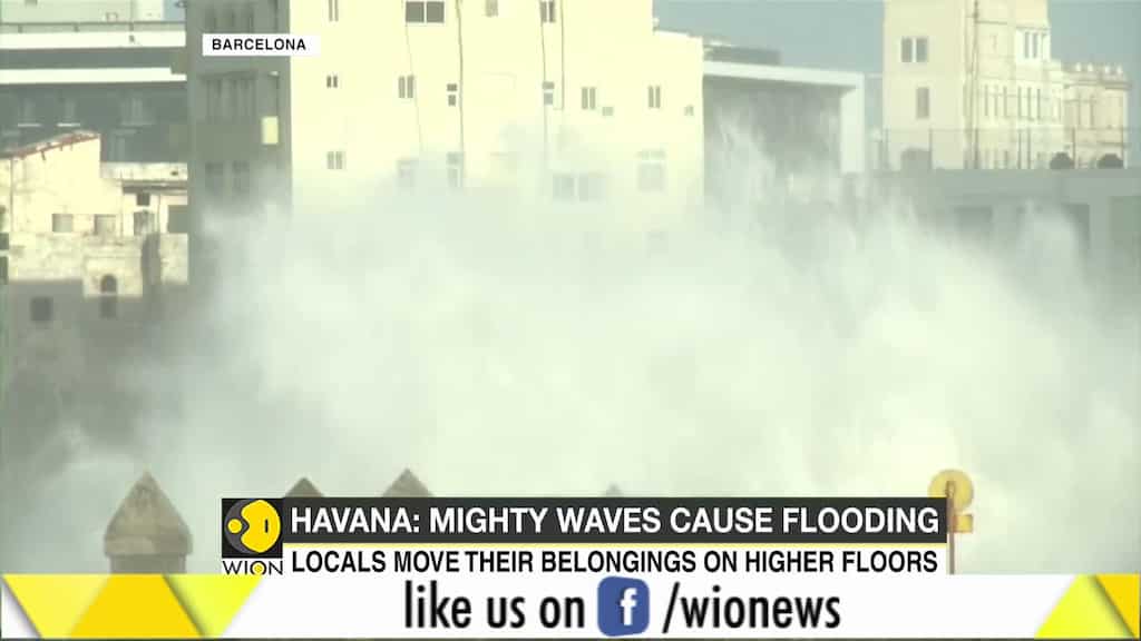 Havana floods as large waves crash over sea wall