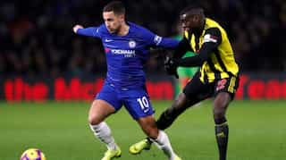 Hazard brace gives Chelsea 2-1 win at Watford, Kabasele injured