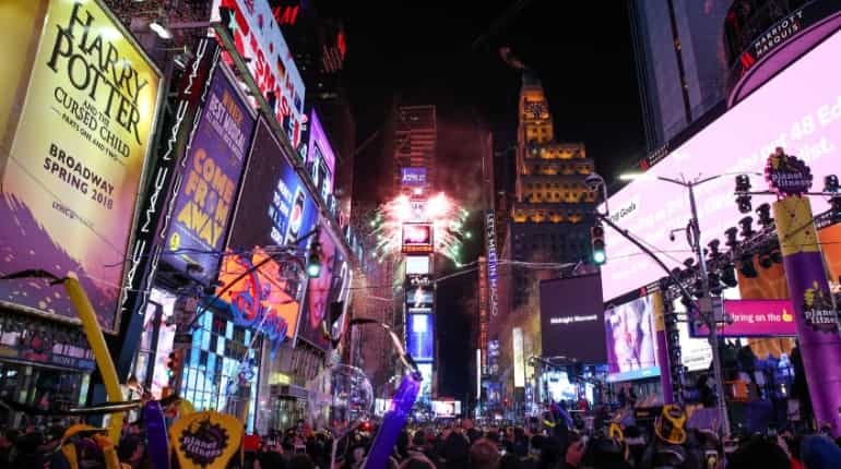 New Year's Eve party in Times Square to cheer for press freedom