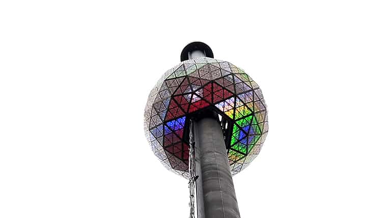 Testing the Times Square crystal ball before it drops at midnight