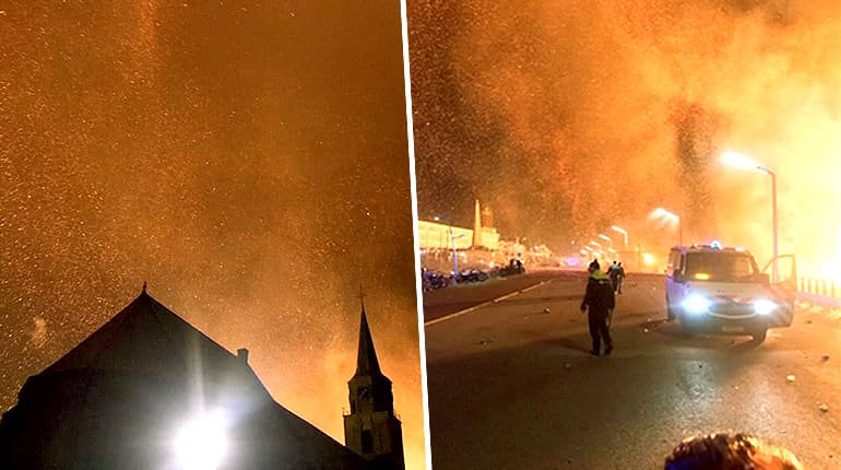 'Firenado' rages at Dutch New Year's bonfire
