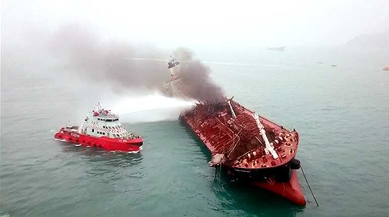 One dead in oil tanker blaze off Hong Kong