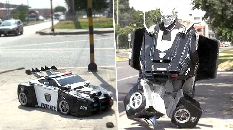 A Colombian man earns his living by becoming a Transformer
