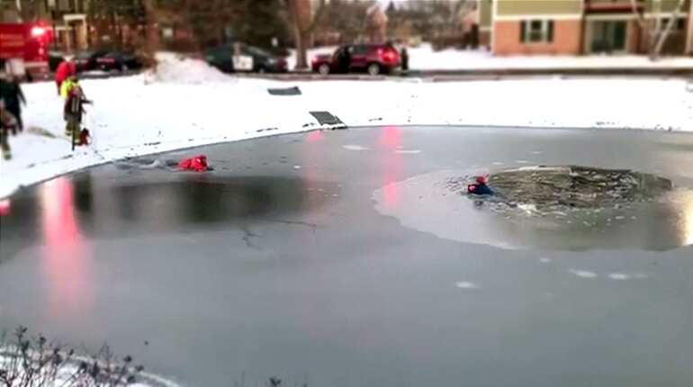 Fire department pulls child out of icy pond