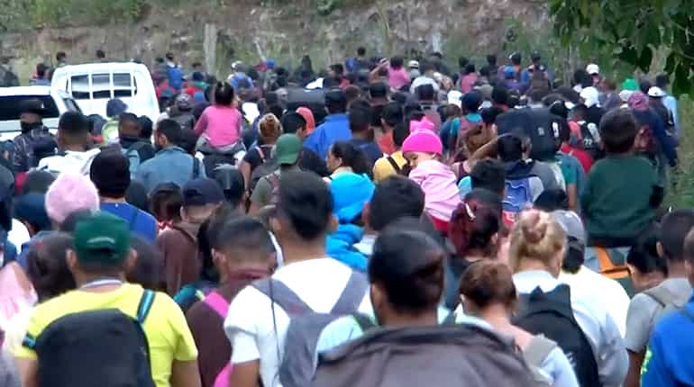 Part of new US-bound migrant caravan crosses into Guatemala