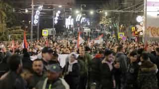 Serb leader stages lavish reception and huge rally for Putin visit