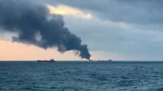One of 2 ships that caught fire in Crimea was turned away from Russia port over US sanctions