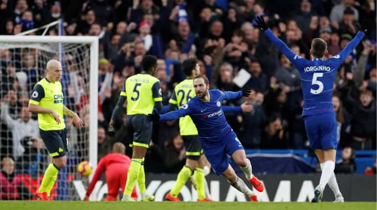 Higuain scores twice in 5-0 Chelsea drubbing of Huddersfield