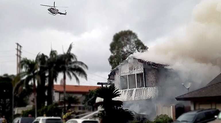 Neighbours' fear as plane hits California house