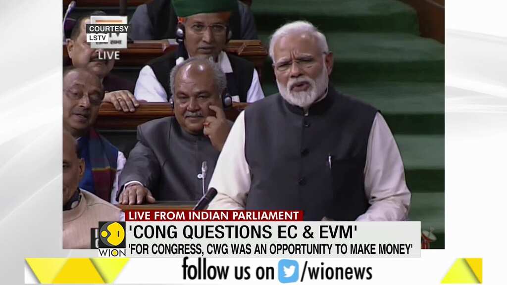 Prime Minister Modi hits out at Congress during Lok Sabha speech