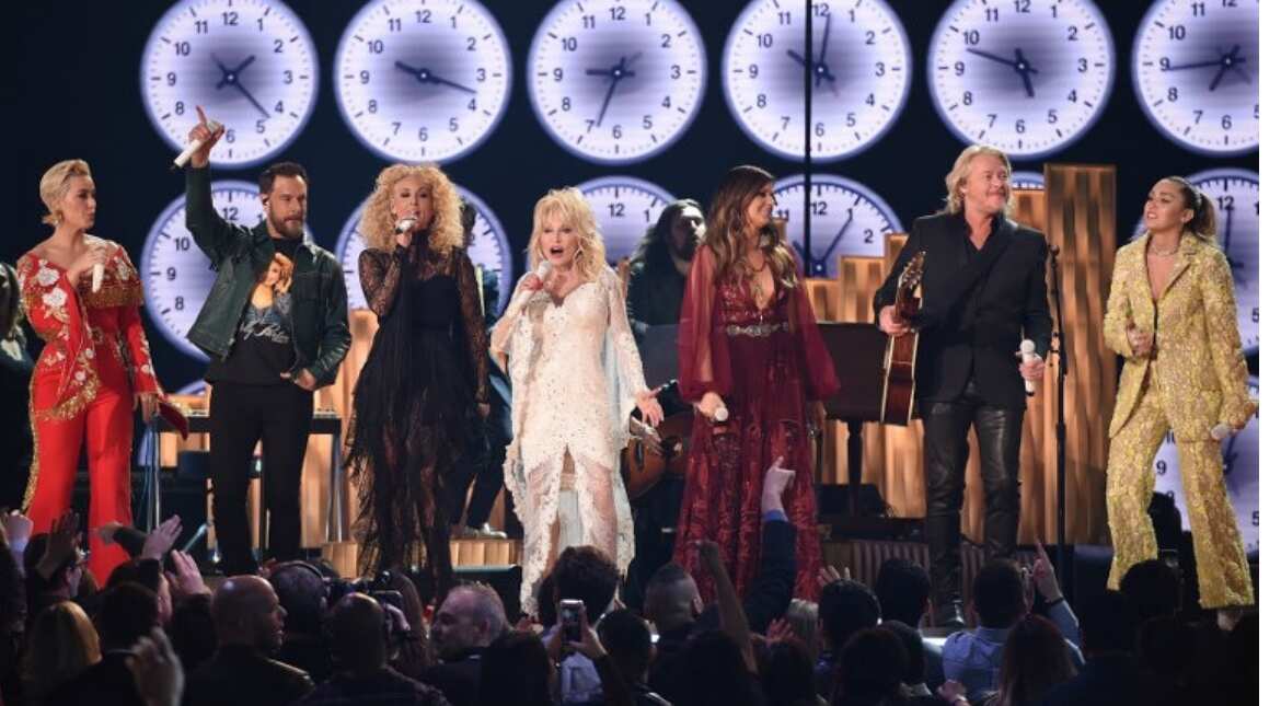 Katy Perry, Karen Fairchild, Kimberly Schlapman, Phillip Sweet, and Jimi Westbrook, Dolly Parton and Miley Cyrus