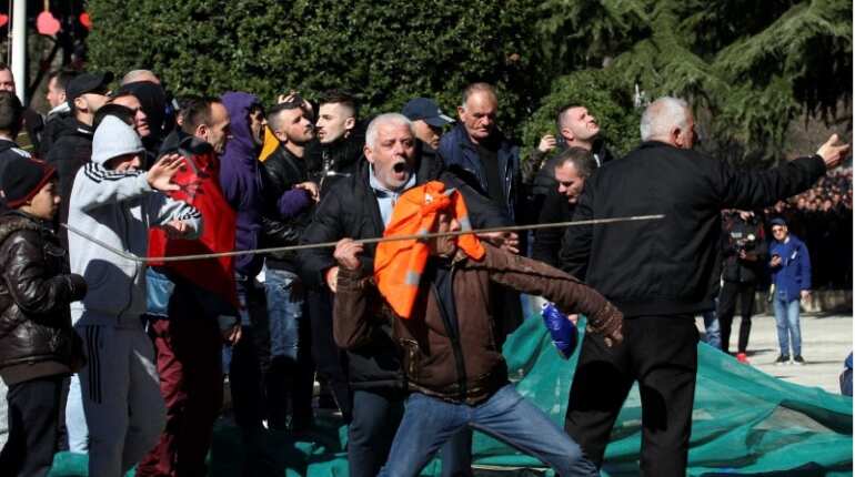 Albanian protesters attack PM's office to demand he quits Albanian protesters attack PM's office to demand he quits