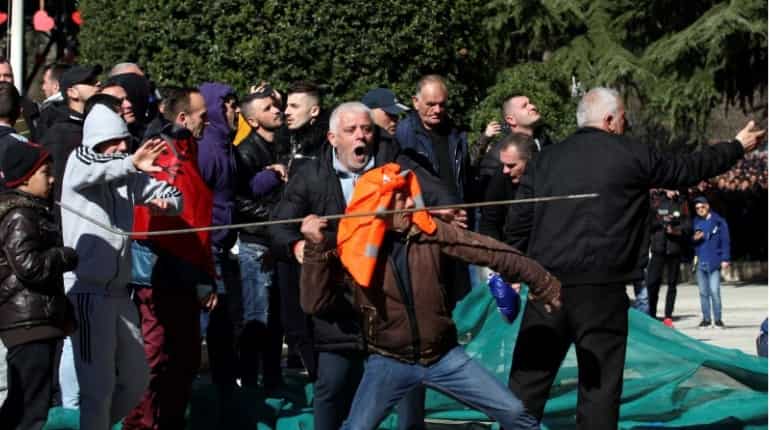 Albanian protesters attack PM's office to demand he quits