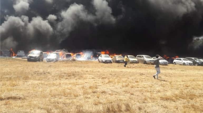 Bengaluru: Fire breaks out near Aero India parking area, around 100 vehicles gutted