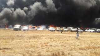 Bengaluru: Fire breaks out near Aero India parking area, around 100 vehicles gutted