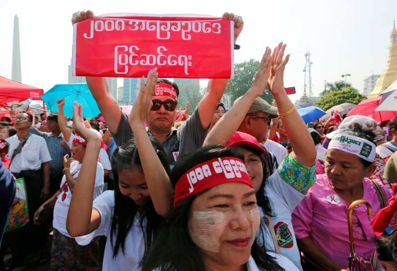 Thousands rally in Myanmar's biggest city to change army-drafted constitution