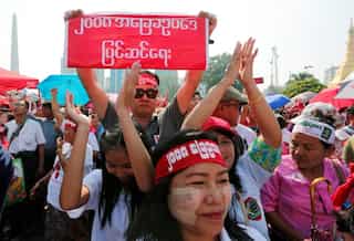 Thousands rally in Myanmar's biggest city to change army-drafted constitution