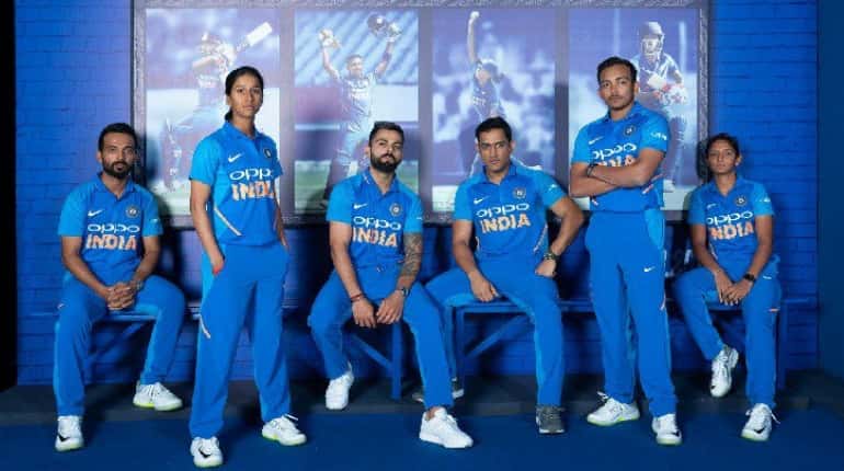 Virat Kohli, MS Dhoni, Harmanpreet Kaur launch team India's new jersey Virat Kohli, MS Dhoni, Harmanpreet Kaur launch team India's new jersey