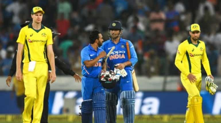INDvsAUS, 1st ODI: Kedar Jadhav, MS Dhoni shine as India beat Australia by six wickets INDvsAUS, 1st ODI: Kedar Jadhav, MS Dhoni shine as India beat Australia by six wickets