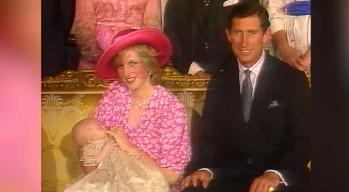 Proud parents Diana and Prince Charles with baby Prince Harry