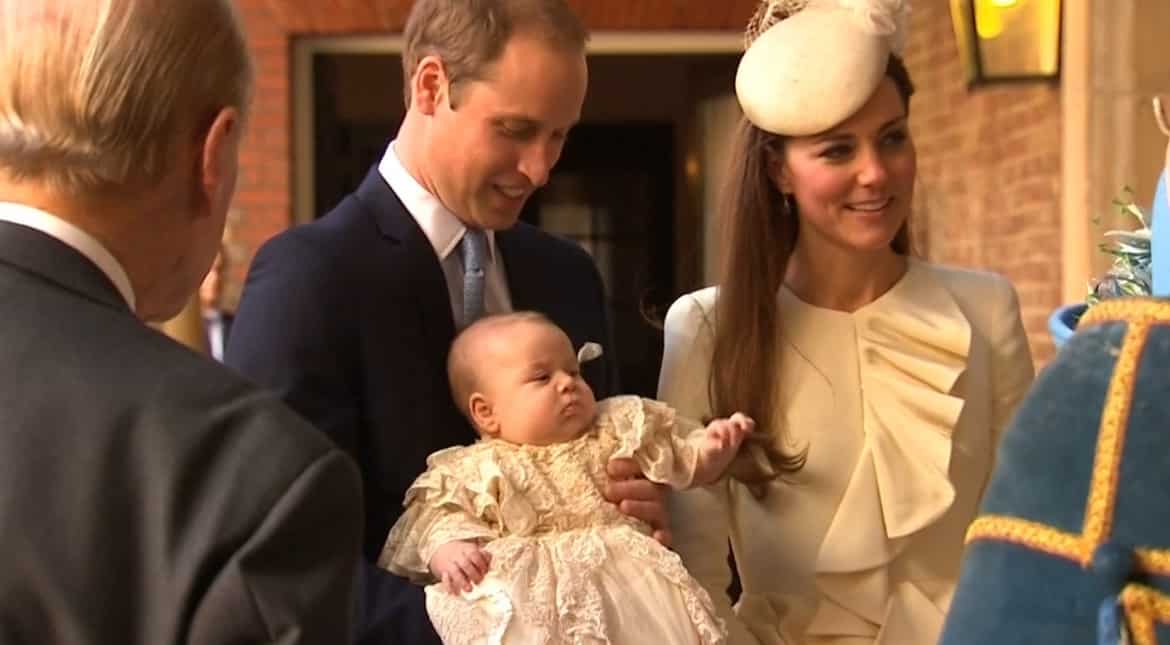Duke and Duchess of Cambridge with Prince George at his christening