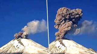 Mexico's Popocatepetly volcano erupts with massive ash plume