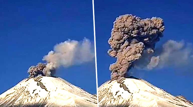 Mexico's Popocatepetly volcano erupts with massive ash plume
