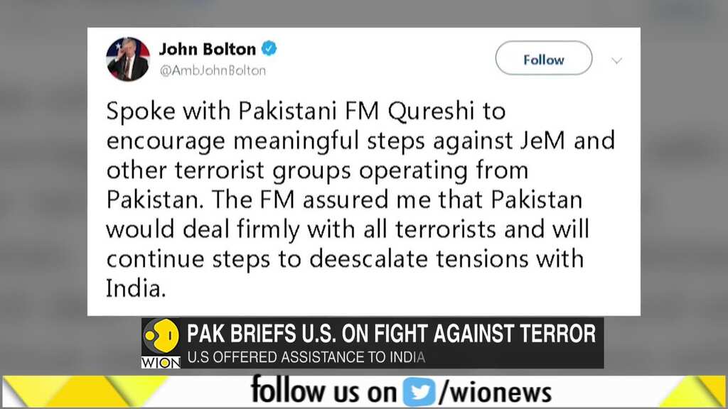 US National security advisor talks to Pakistan FM Shah Mehmood Qureshi
