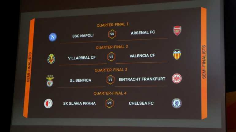 Europa League quarter-finals: Napoli face Arsenal, Slavia meet Chelsea Europa League quarter-finals: Napoli face Arsenal, Slavia meet Chelsea