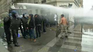 French police use water cannon on Paris protesters