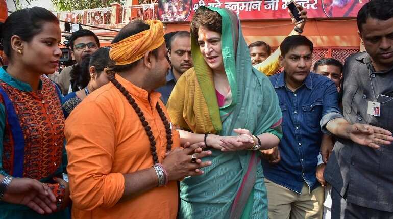 Priyanka Gandhi begins three-day UP visit, offers prayers at temple