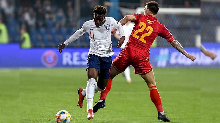 England's Hudson-Odoi reacts to racist chants in Montenegro