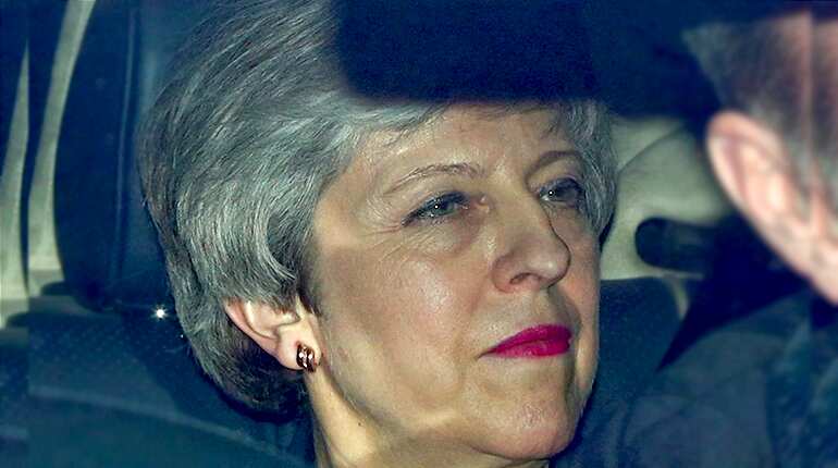 No shock outside parliament as UK May says vote for my deal and I will quit