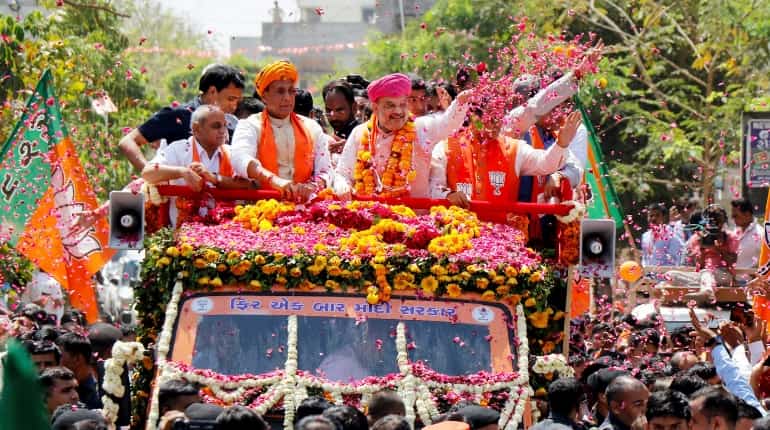 Ahmedabad: Amit Shah takes out roadshow in Gandhinagar on 39th foundation day of BJP Ahmedabad: Amit Shah takes out roadshow in Gandhinagar on 39th foundation day of BJP