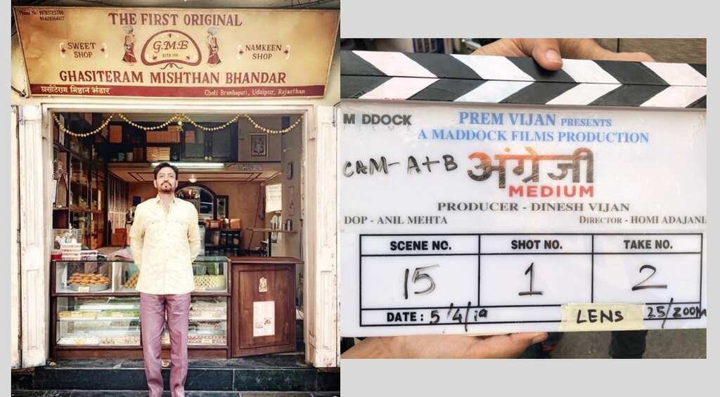 Irrfan Khan says 'coming back to entertain you' with a photo from the set of 'English Medium'