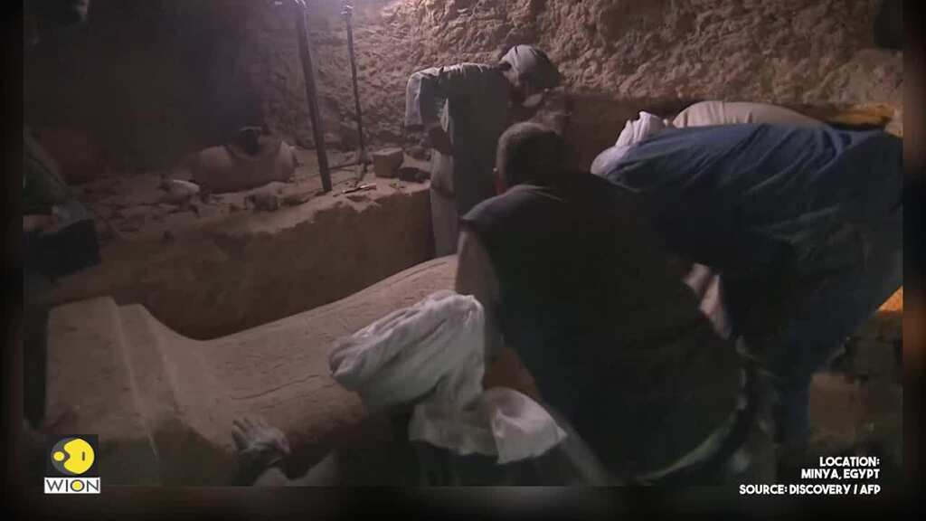 Thousands-year-old Egyptian sarcophagus opened on live TV