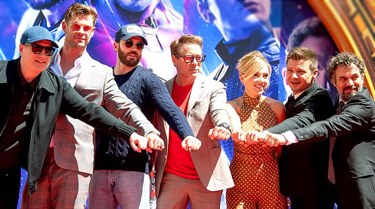 Six original 'Avengers' actors honored with handprint ceremony in ...
