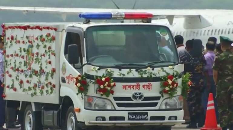 Body of eight-year old blast victim related to Bangladeshi PM arrives home from Sri Lanka