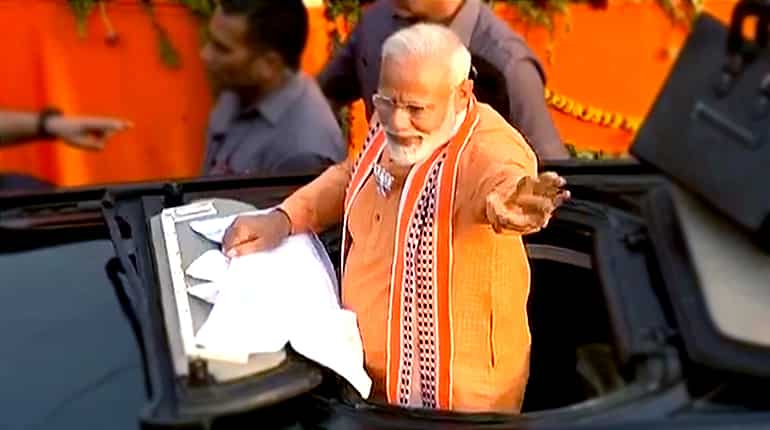 PM Modi begins mega roadshow in Varanasi