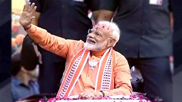 Varanasi: Prime Minister Narendra Modi holds a roadshow