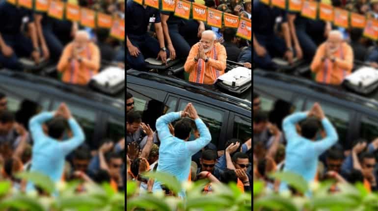 PM Modi accompanied by several BJP leaders
