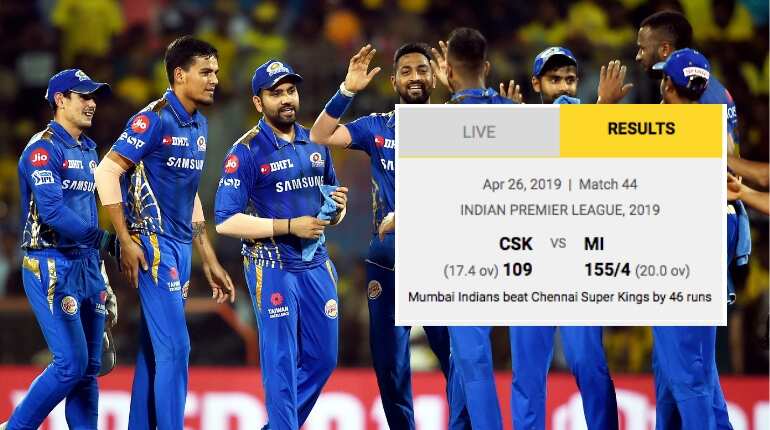 IPL 2019: Rohit Sharma-led Mumbai beat Chennai by 46 runs