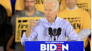 At first 2020 event, Biden sets up battle with Trump over union vote