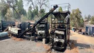 Naxals torch 25 vehicles of road construction company in Maharashtra's Gadchiroli district: Police